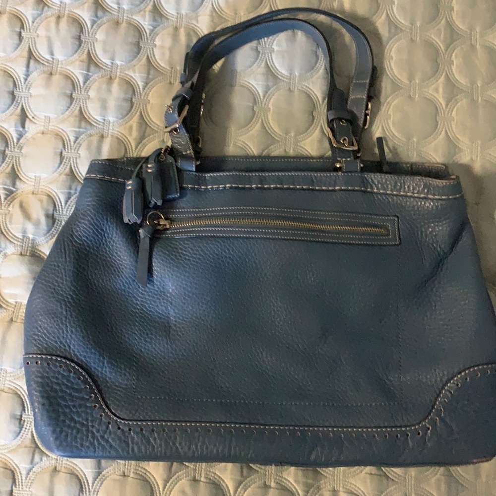Coach Blue Leather Tote!